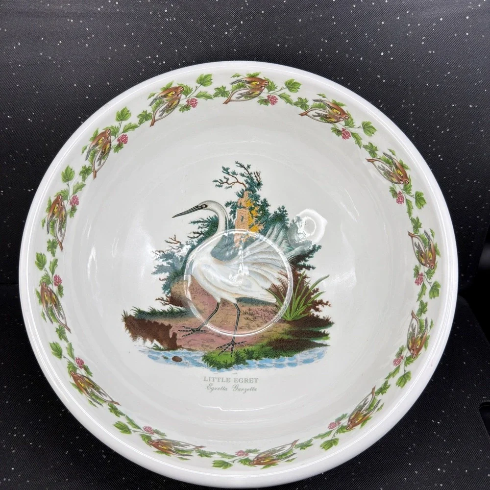 Portmeirion Birds of Britain Little Egret Large 11 inch Serving Mixing Bowl 1978